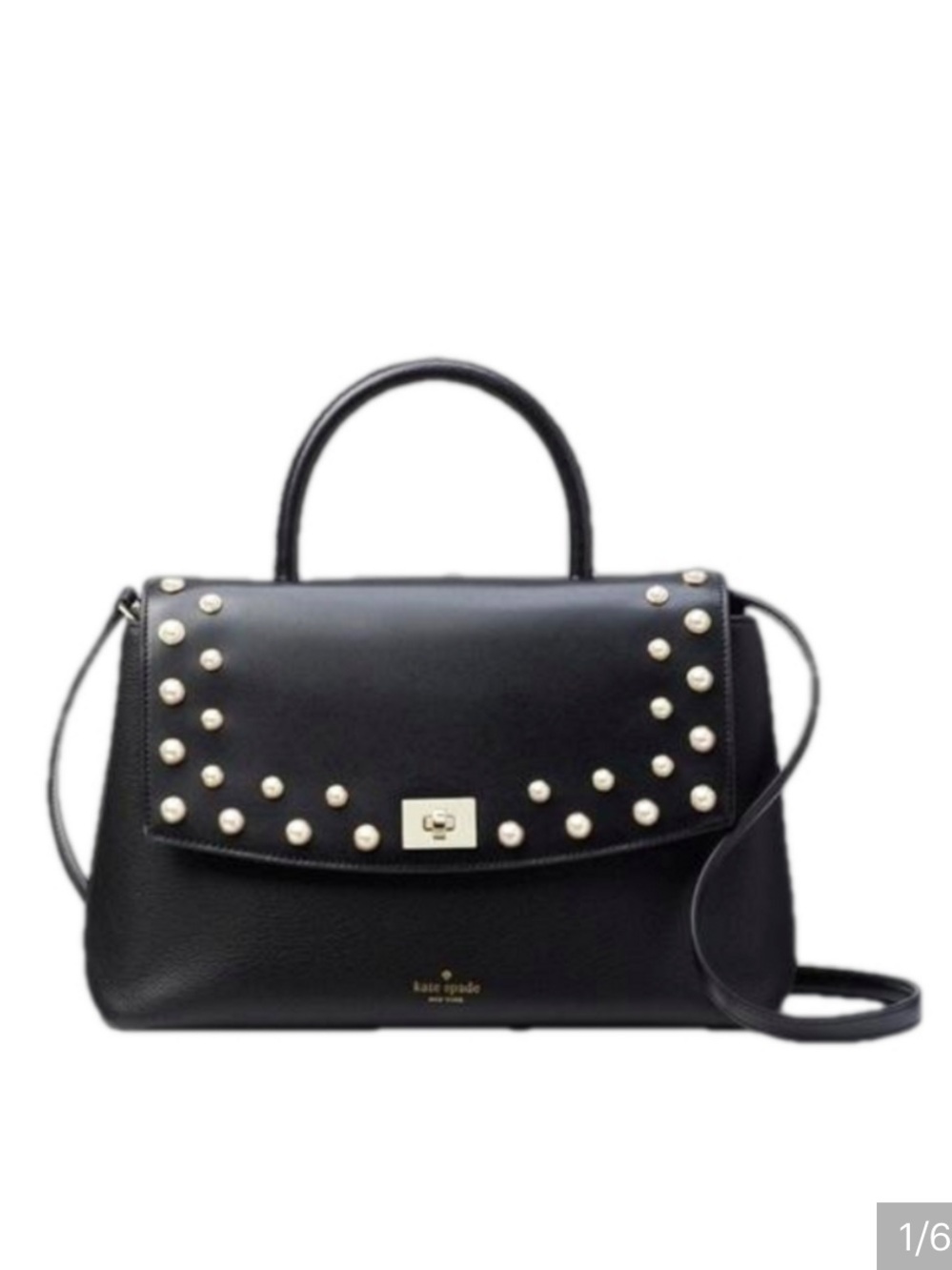 kate spade Black Pearl-Studded Top-Handle Satchel